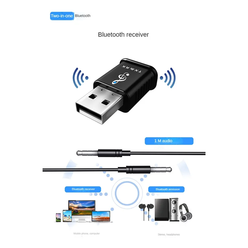 USB Bluetooth 5.0 Transmitter Receiver 4 in 1 Multifunctional Wireless Audio Car Bluetooth Adapter