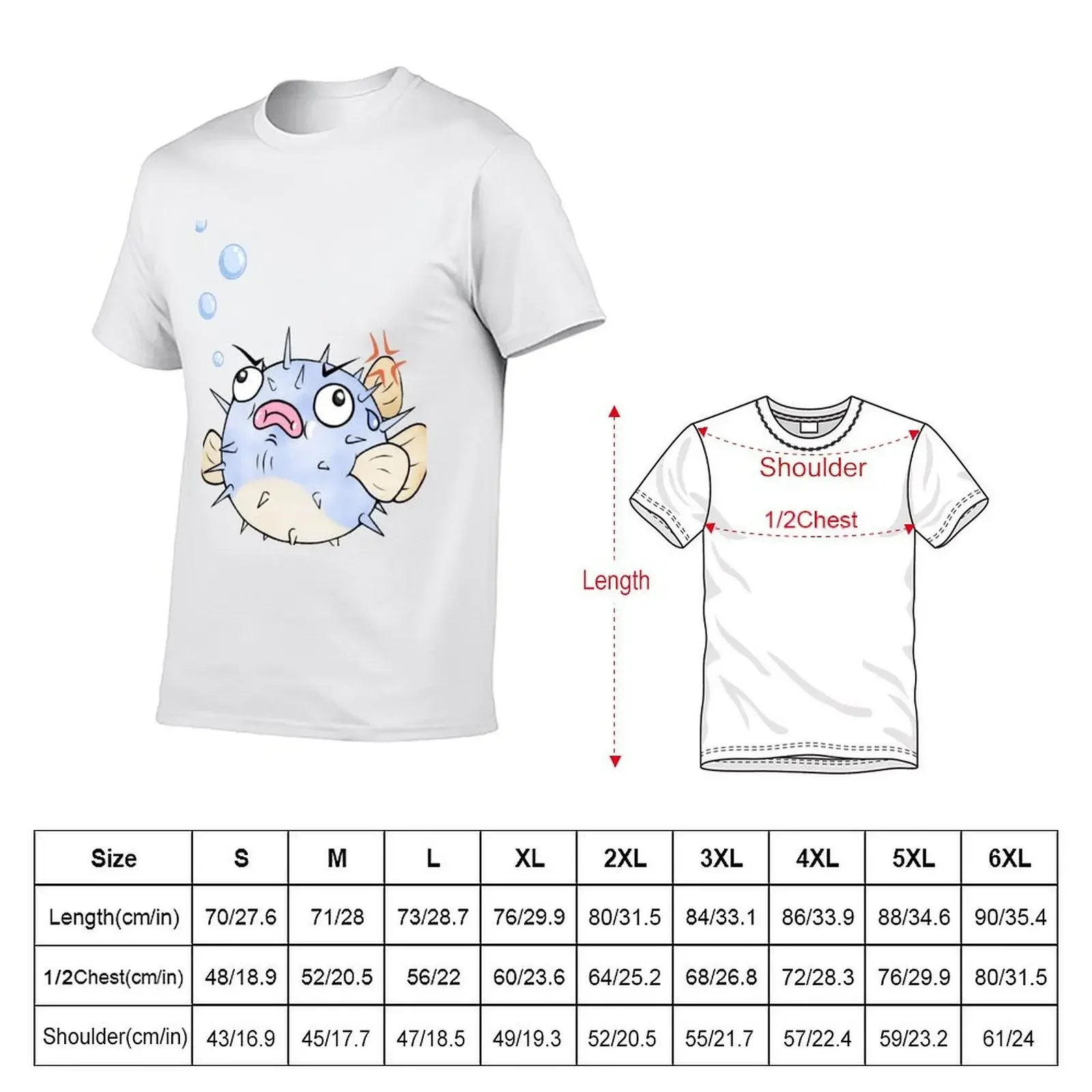 Angry Pufferfish T-Shirt sweat Aesthetic clothing street wear heavy weight t shirts for men