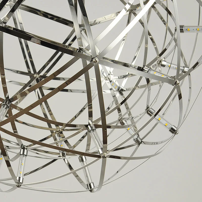 Industrial Spark Ball Pendant Light High End Designer Stainless Steel Dual Chip LED Loft Chandelier Required Cafe Bar Restaurant view 5