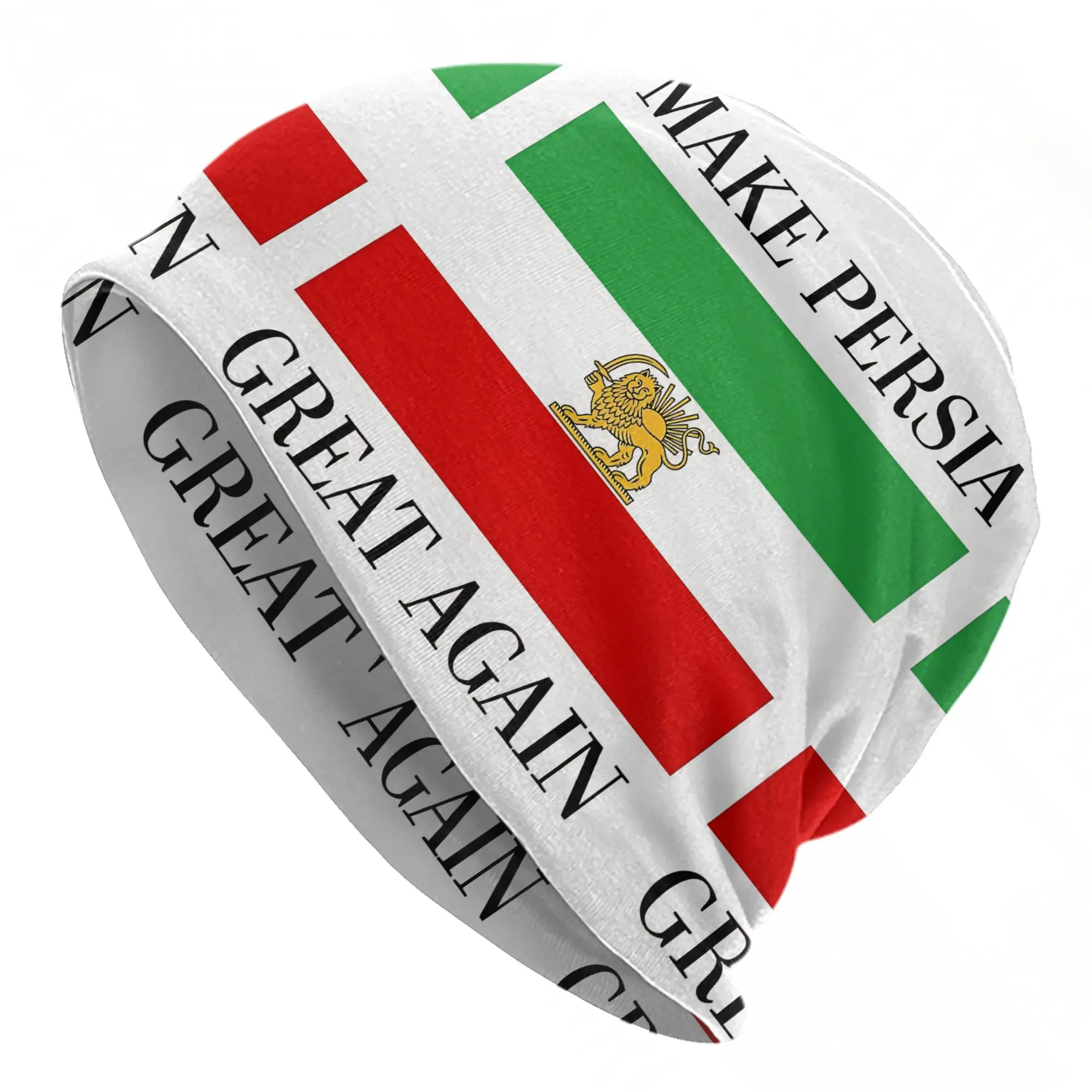 Make Iran Great Again Bonnet Hat Autumn Winter Street Skullies Beanies Hat Shah of Iran Flag for Men Women Summer Head Wrap Caps