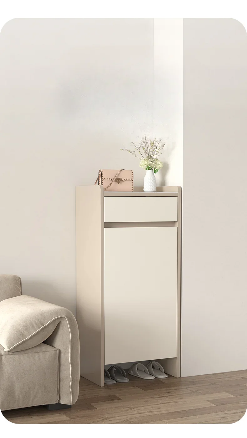 Rock slab cream style ultra narrow shoe cabinet for home use, doorstep, hallway, outdoor small apartment, small-sized new