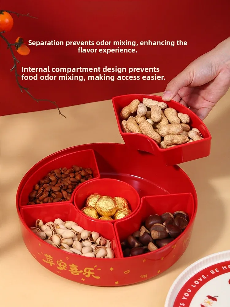 New Year Candy Box Snack Storage Dish Walnut Tray Moving House Celebration Home Living Room Decorative Item Chinese Style