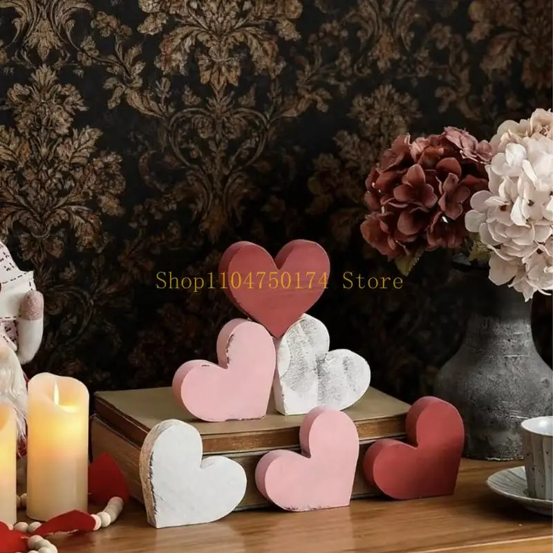 Valentines Day Decorations, 6 PCS Printed Wooden Conversation Hearts Sign Decor for Galentines, Valentines Day Decor for Home