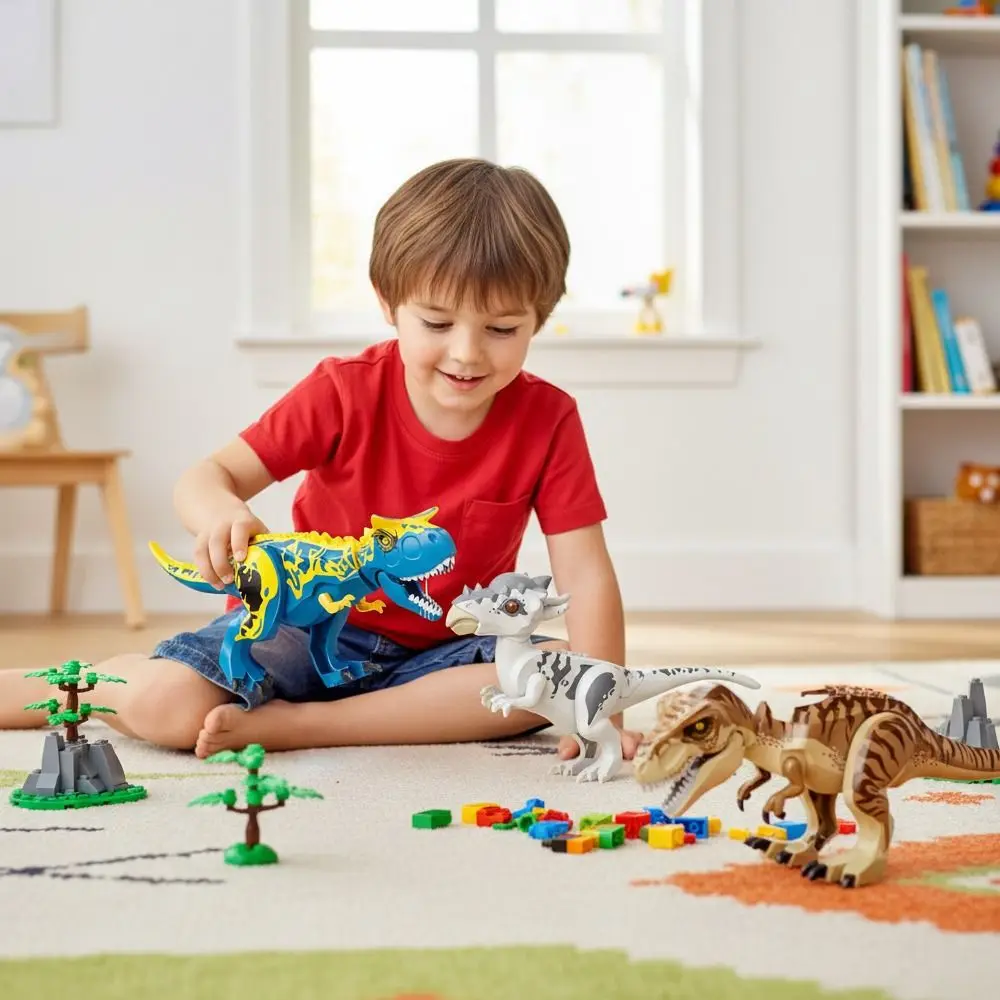 Mini Size Jurassic Dinosaur Building Brick Assemble Model Building Blocks Mini T-Rex Building Detailed Model Educational Design