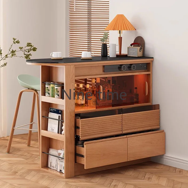 Drawers Coffee Bar Tables Storage Wooden Kitchen Dining Bar Tables Bistro Modern Minimalist Muebles De Cocina Home Furniture