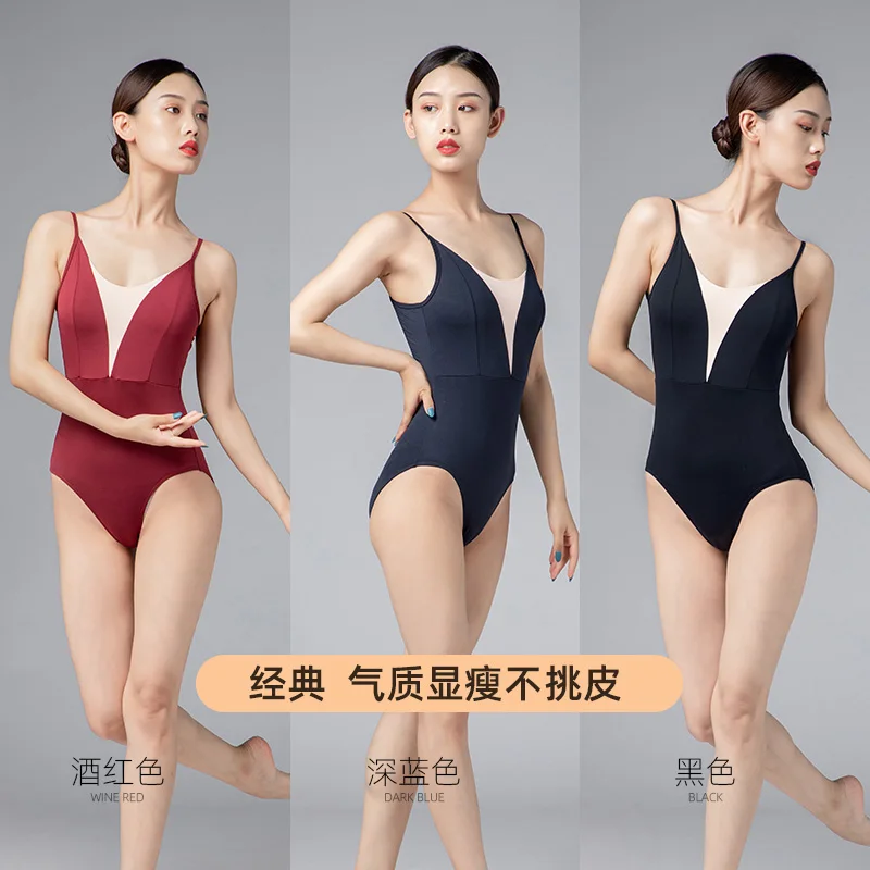 Ballet leotard Training Suit dance costume women's Sling Strap V-Neck practice dance Gymnastic Swimsuit