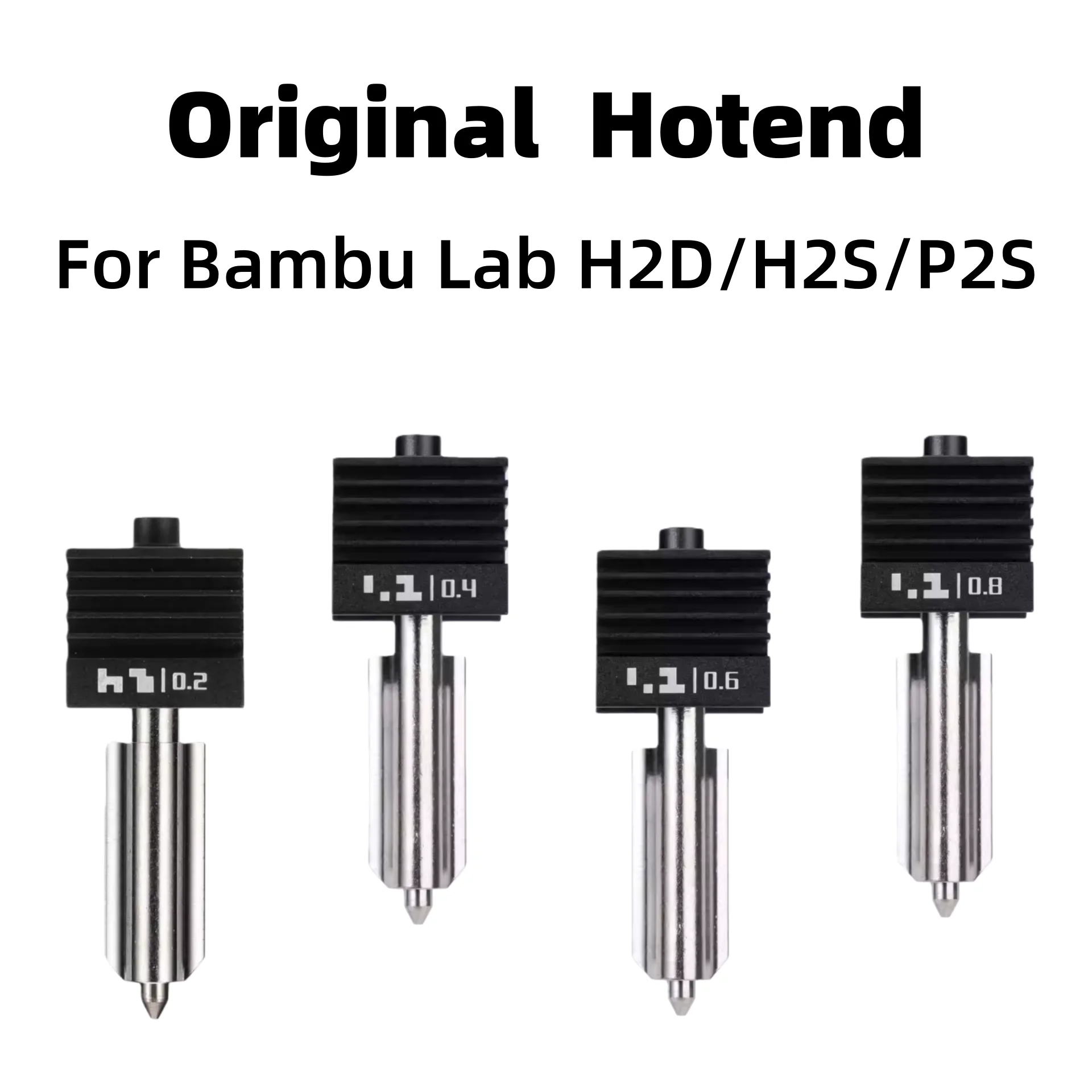 

Original Hotend For Bambu Lab H2D H2S P2S Hardened Steel Nozzle 0.4/0.6/0.8mm stainless steel 0.2mm Bambulab H2S P2S Hot End