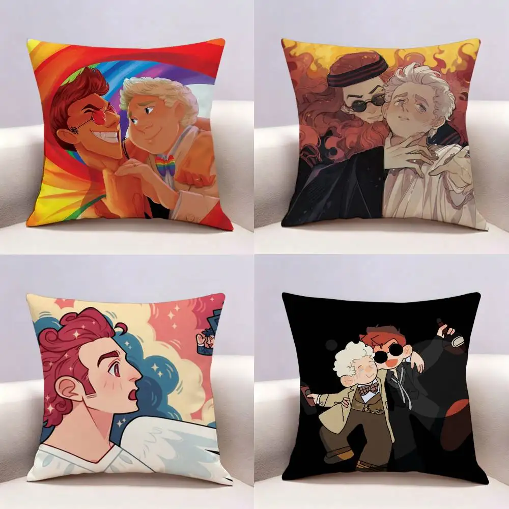 Cartoon G-Good Omens  Double-sided print Pillow Case Cushion Cover Throw Pillow Case For Car Sofa