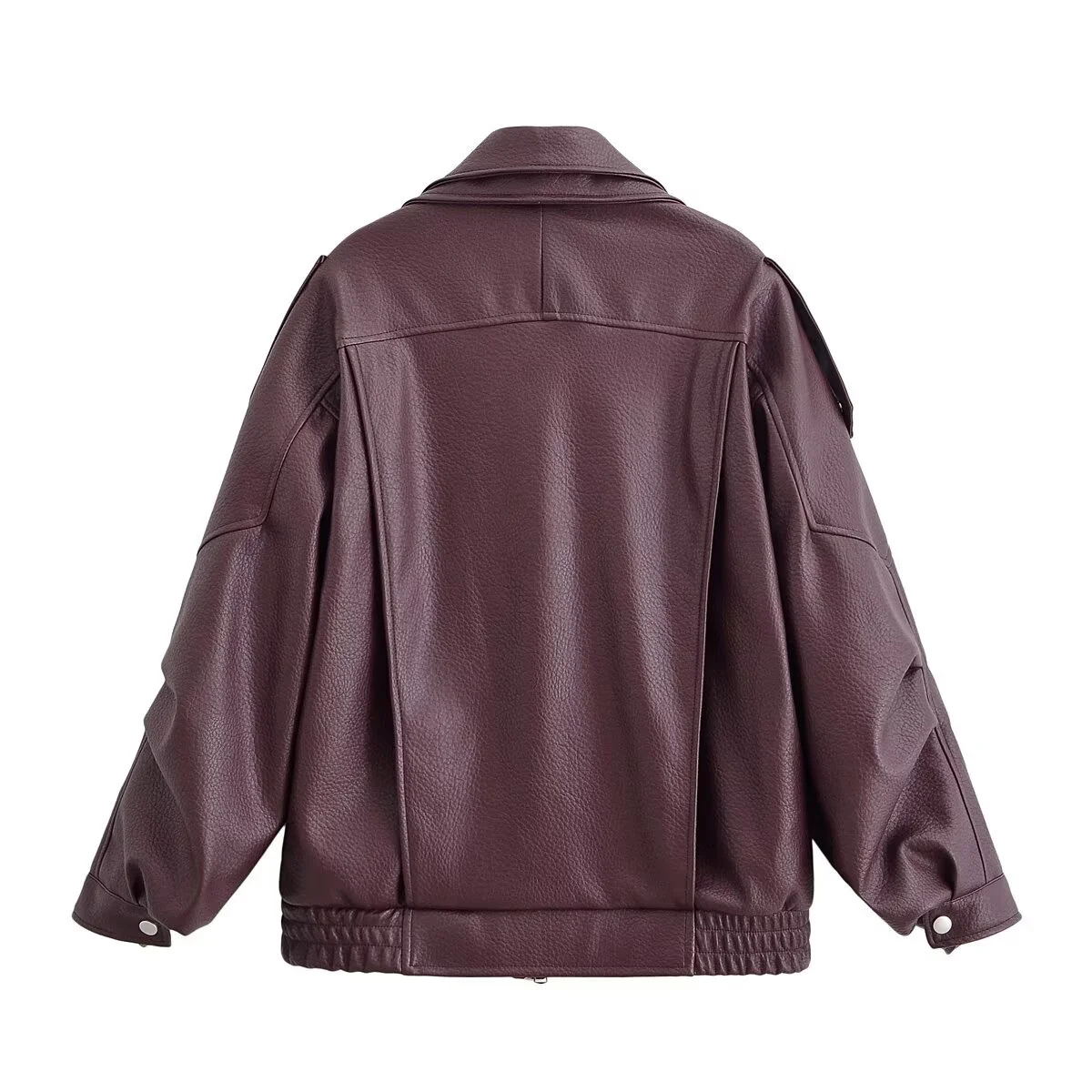 سترة نسائية جديدة لخريف 2025 غير رسمية بسيطة ومتعددة الاستخدامات مصنوعة من جلد البولي يوريثان سترة فضفاضة على طراز الدراجة النارية