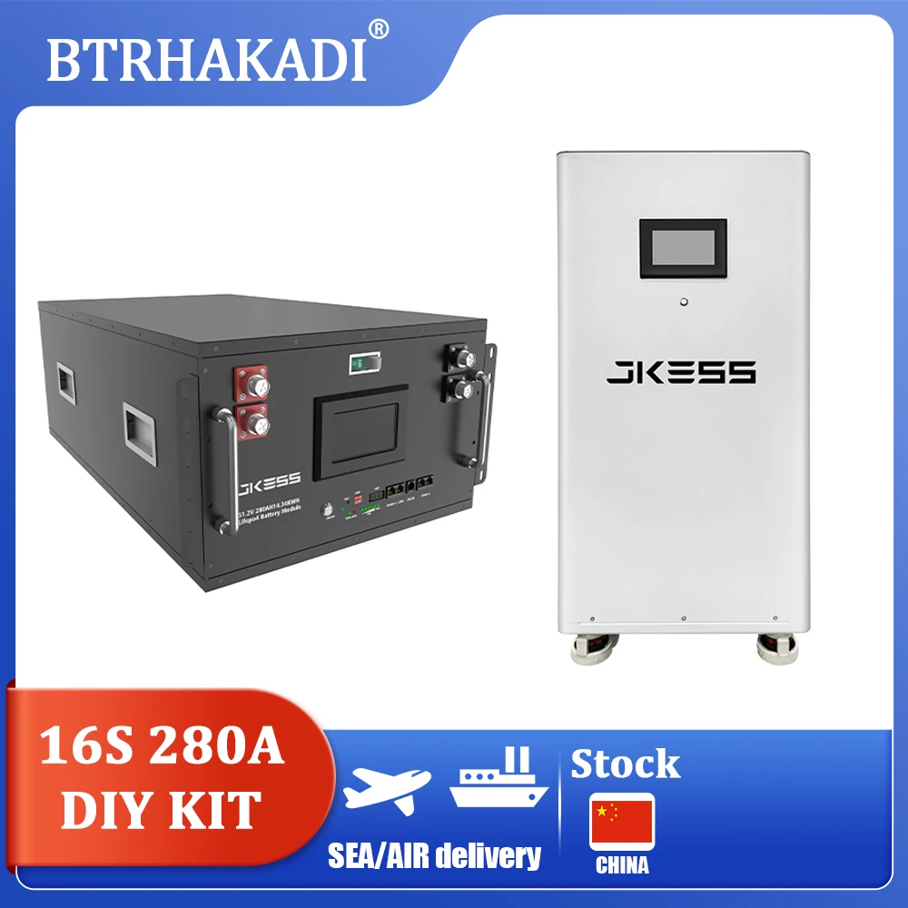 

HAKADI JKESS 16S 280A DIY BOX с 200A Smart BMS для 16S 280Ah 304Ah 314Ah Lifepo4 Аккумуляторная батарея Накопичение энергии Солнечная система
