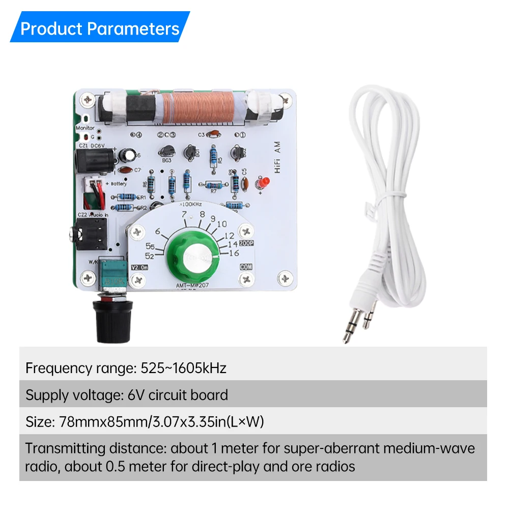 บอร์ดวิทยุแม่ DIY 525 ~ 1605kHz แอมพลิจูดปรับได้เครื่องรับส่งวิทยุพร้อมช่องเสียบสัญญาณเสียง DC