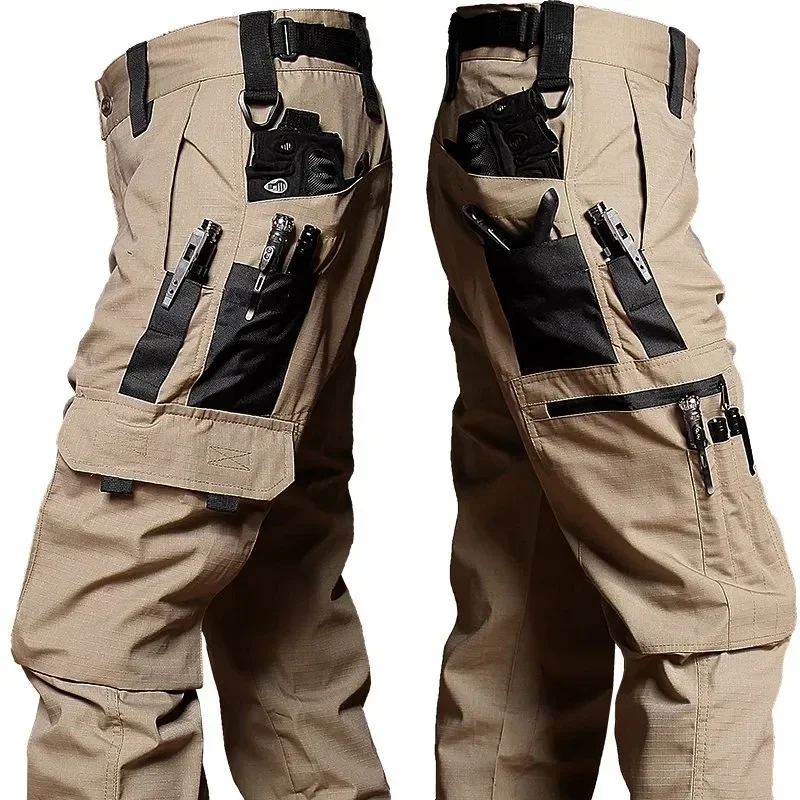 Schwarze Camo wasserdichte Hose Männer Outdoor Multi-Pocket verschleiß feste Cargo hose männlich Ripstop Training Angeln taktische Hose