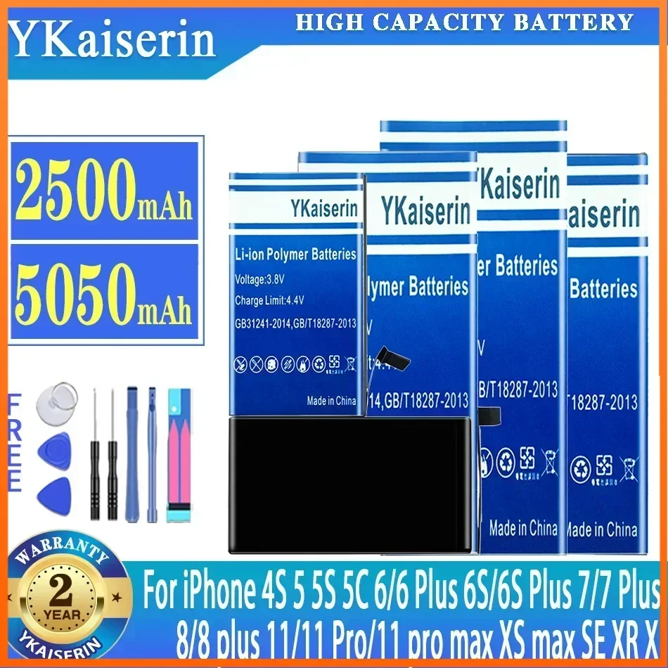 

YKaiserin Высококачественный аккумулятор для Apple iPhone 5S 5C 6 6S 7 8 plus 11 Pro XS max SE XR X 6G Емкость Bateria Бесплатные инструменты