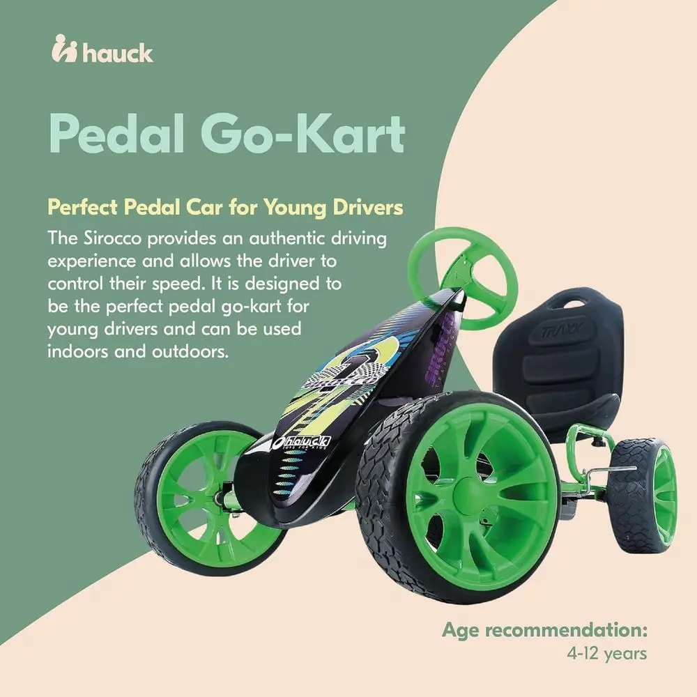 Children's Pedal Racing Cart with Low Profile Rubber Tires and Ergonomic Seat
