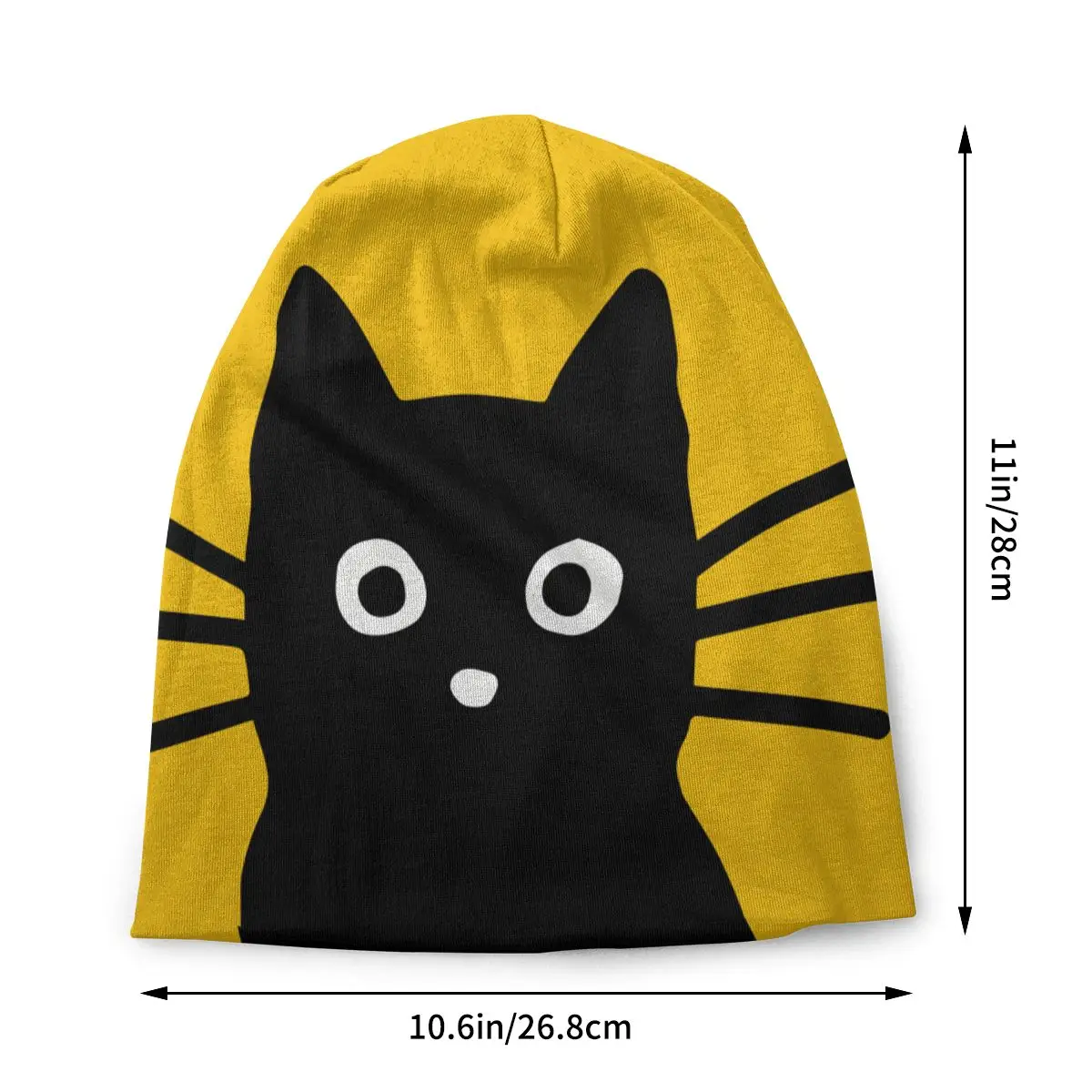 Black Cat Autumn Female Thin Beanies Double Used Cycling Bonnet Hats