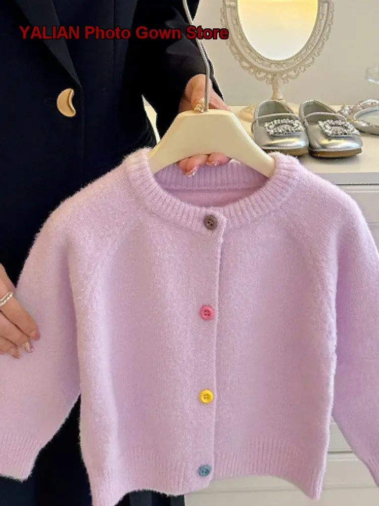 Girls Cardigan 2026 Spring Autumn Korean Style Thickened Warm Stylish Fashion