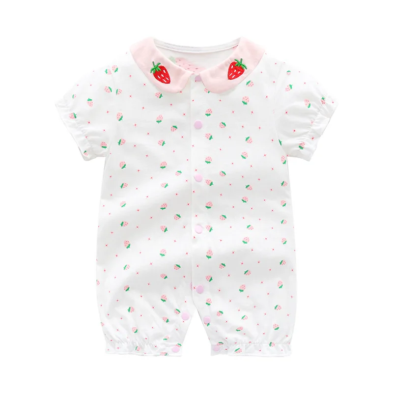 Newborn Baby Girl Romper Infant Short Sleeve Cotton One Pieces Clothes Jumpsuit Bodysuit 0-18M