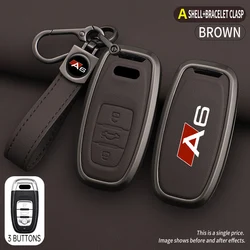 Fashion Zinc Alloy Car Key Case Cover Shell Protected Keychain Bag For AUDI A6 S6 RS6 C5 C6 C7 4F S line Accessories