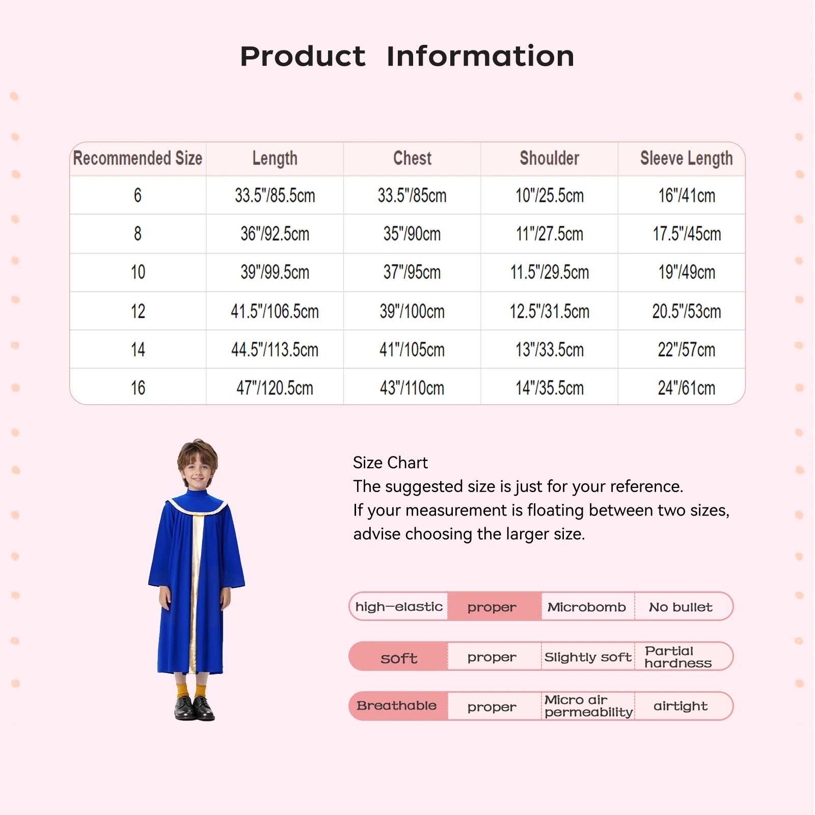 

Kids Boys Girls Long Sleeve Choir Church Praise Robe Graduation School Celebrations Ceremony Gown Halloween Cosplay Costume