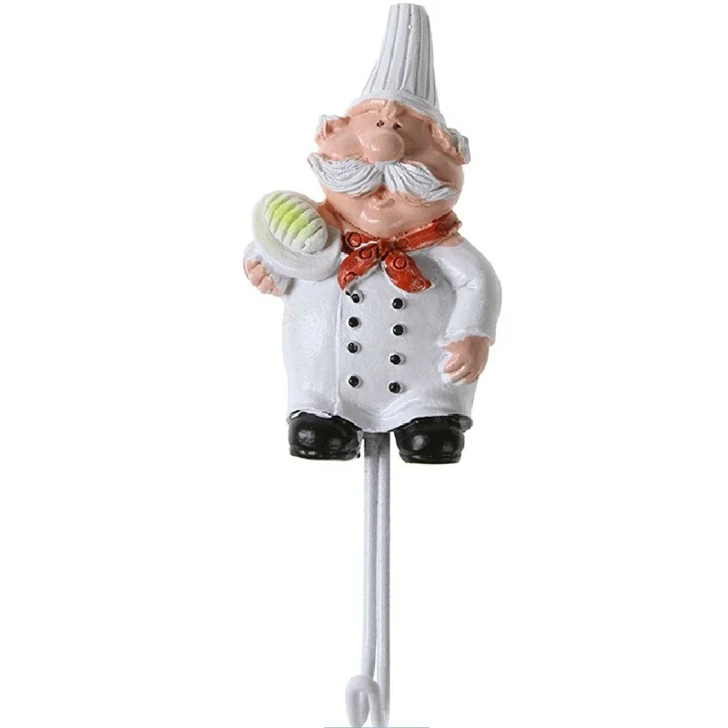 Cute Cartoon Chef Shape Decorative Hooks Wall Key Holder Door Clothes Coat Hat Hanger Kitchen Bathroom Towel Hooks Wall Hanging