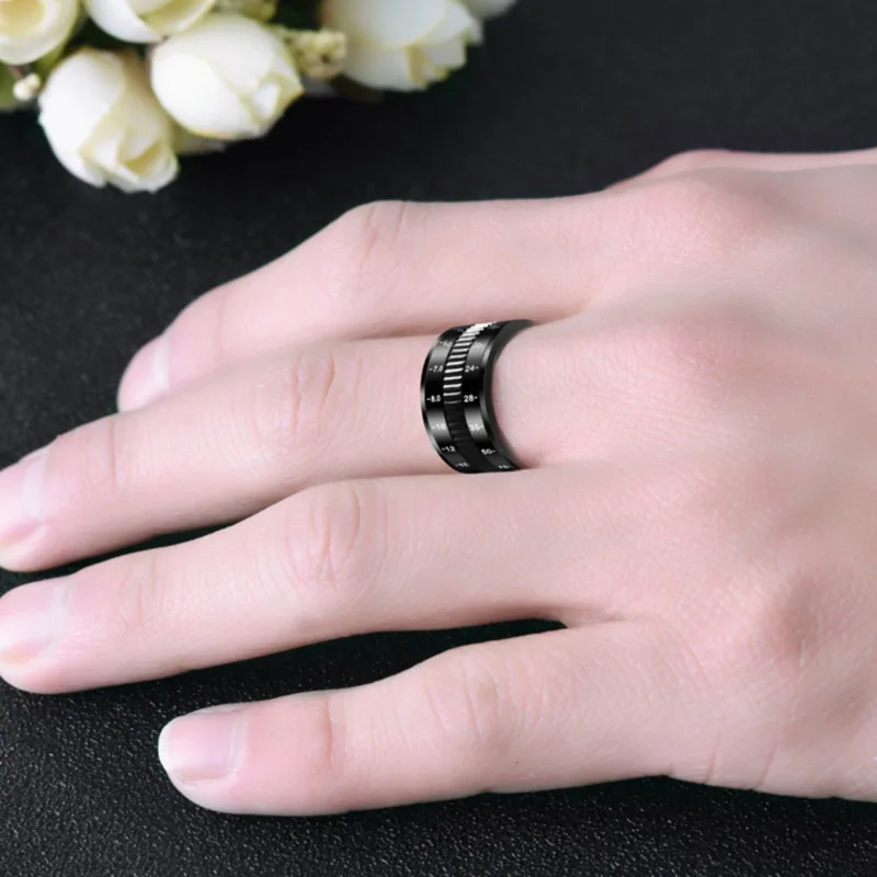 Men Black Rotatable Photographer Camera Rings Trendy Lens Rotating Digital For Separate Decompression Men Party Domineering