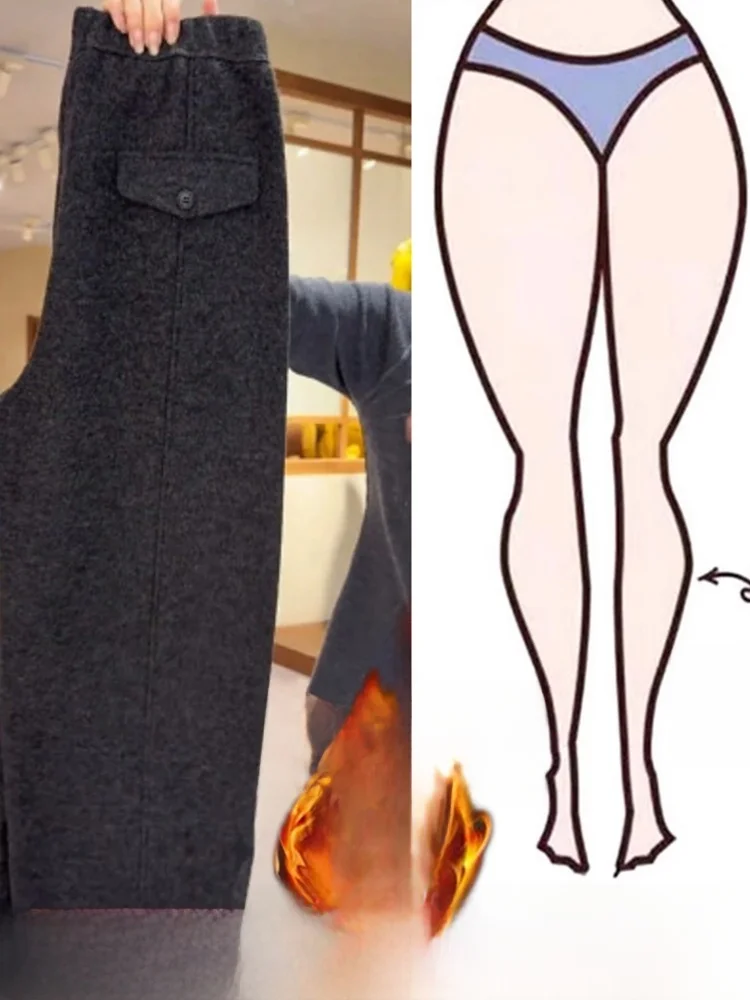 

Широкие брюки с высокой талией, женские повседневные спортивные брюки на подкладке, прямые брюки, корейская мода