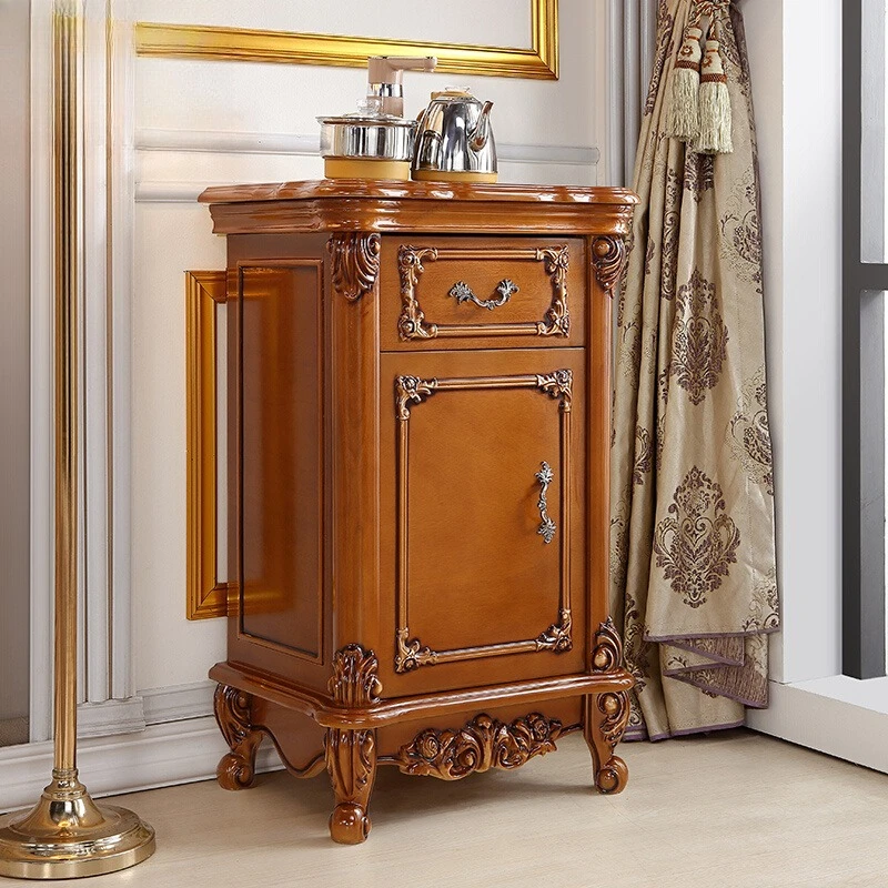 

Solid wood small tea cabinet dining side cabinet living room office smart tea bar machine