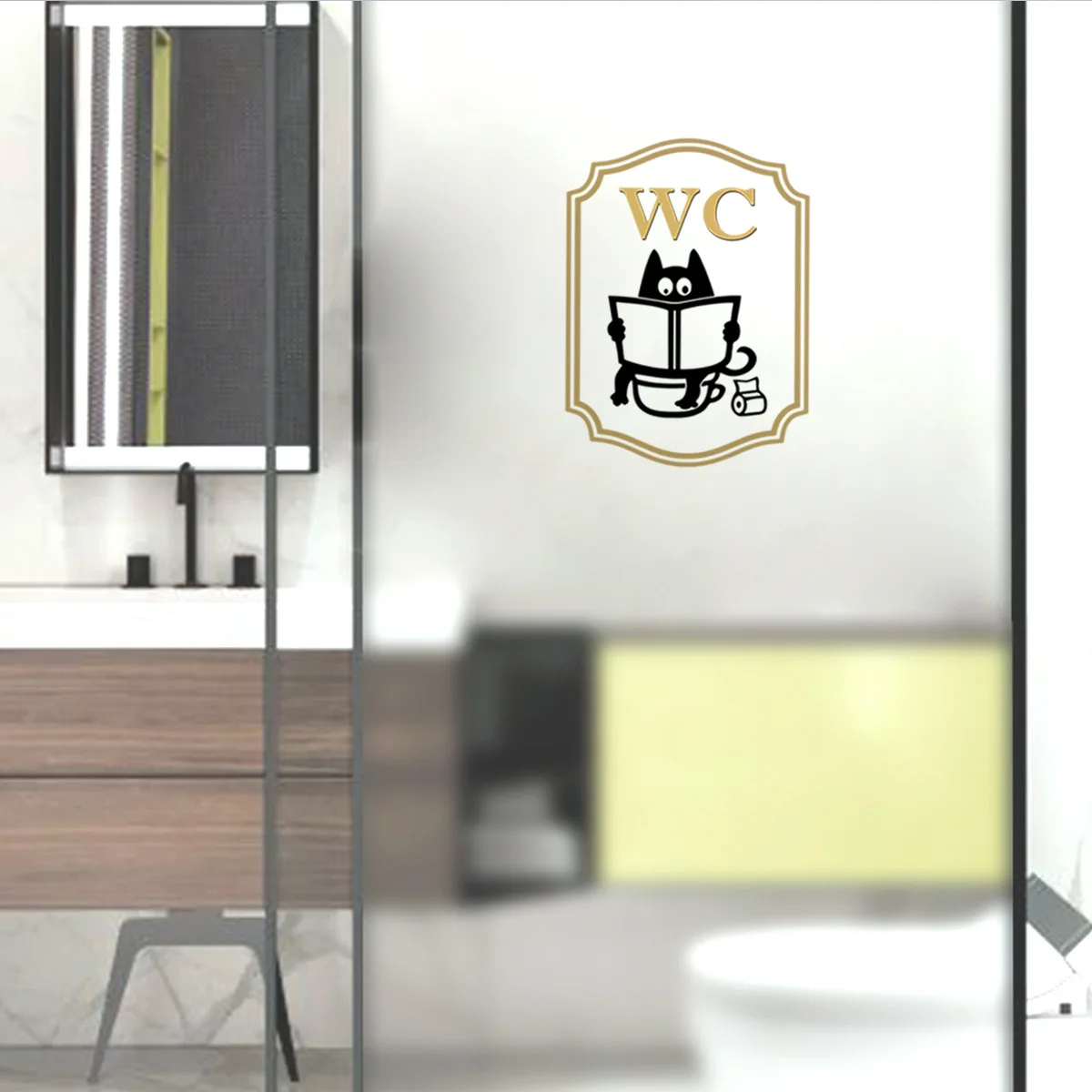 25*30cm Cartoon Animal Wc Wall Sticker Backwall Toilet  Living Room Decorative Mural Wall Sticker Self-adhesive Wall Sticker
