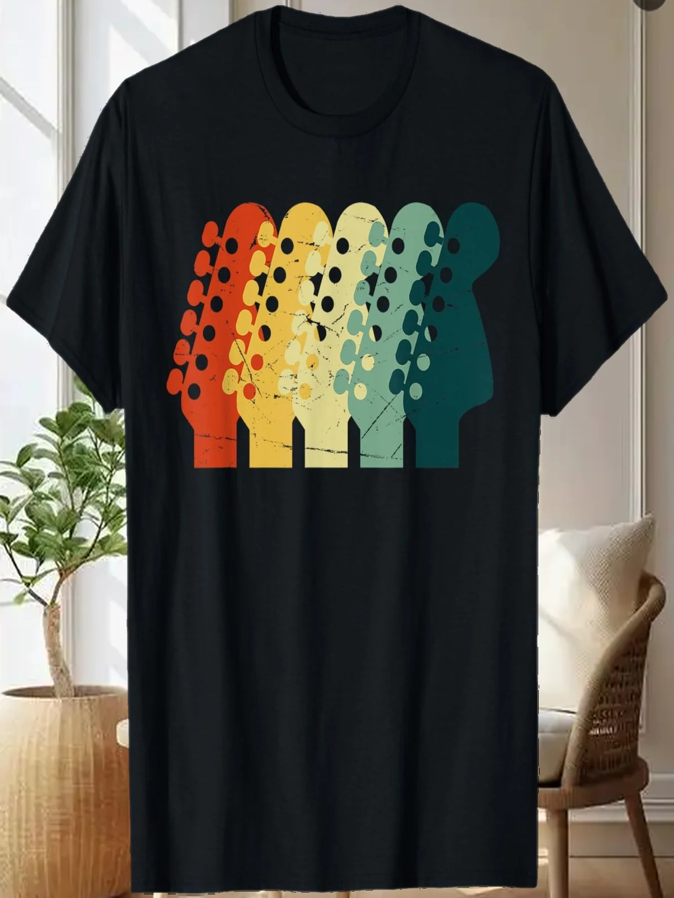 

Винтажная футболка с гитарой для мужчин и женщин, музыкальная группа, футболка с гитаристой