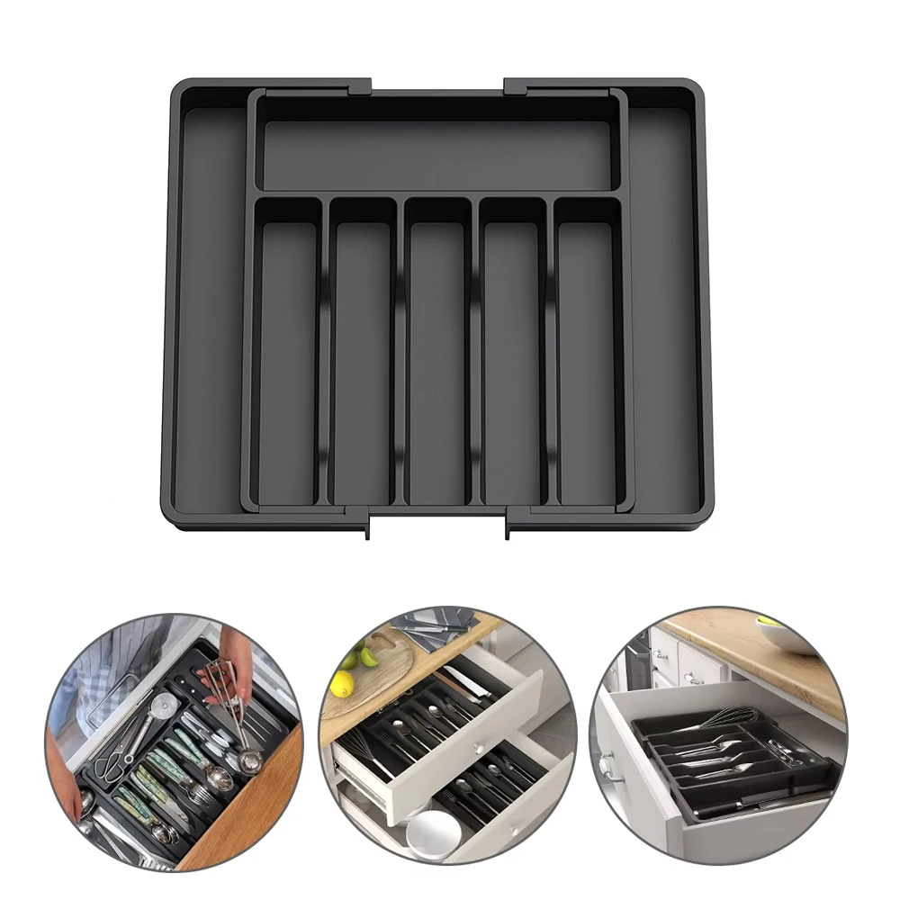 

1PCS Cutlery Tray Drawer Organizer Adjustable Plastic Storage For Spoons Forks Knives Expandable Utensil Tray For Kitchen