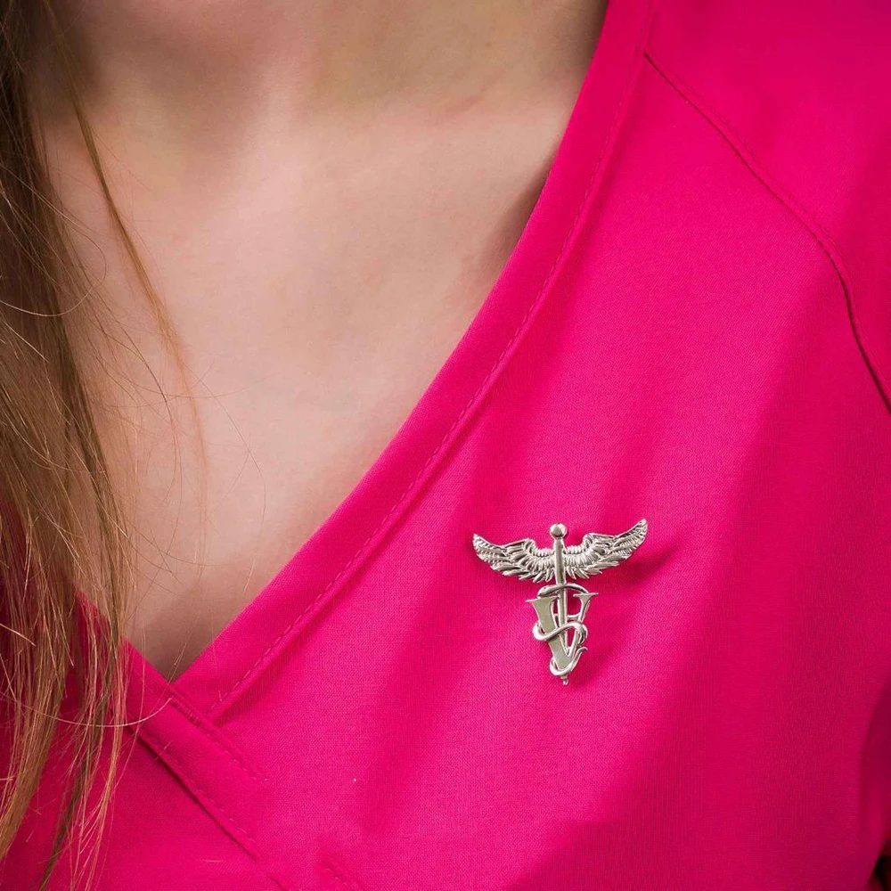 Hanreshe Medical Caduceus Veterinary Brooch Pins Snake Stick Wings Lapel Backpack Badge Pin Jewelry Gift for Doctors Nurses