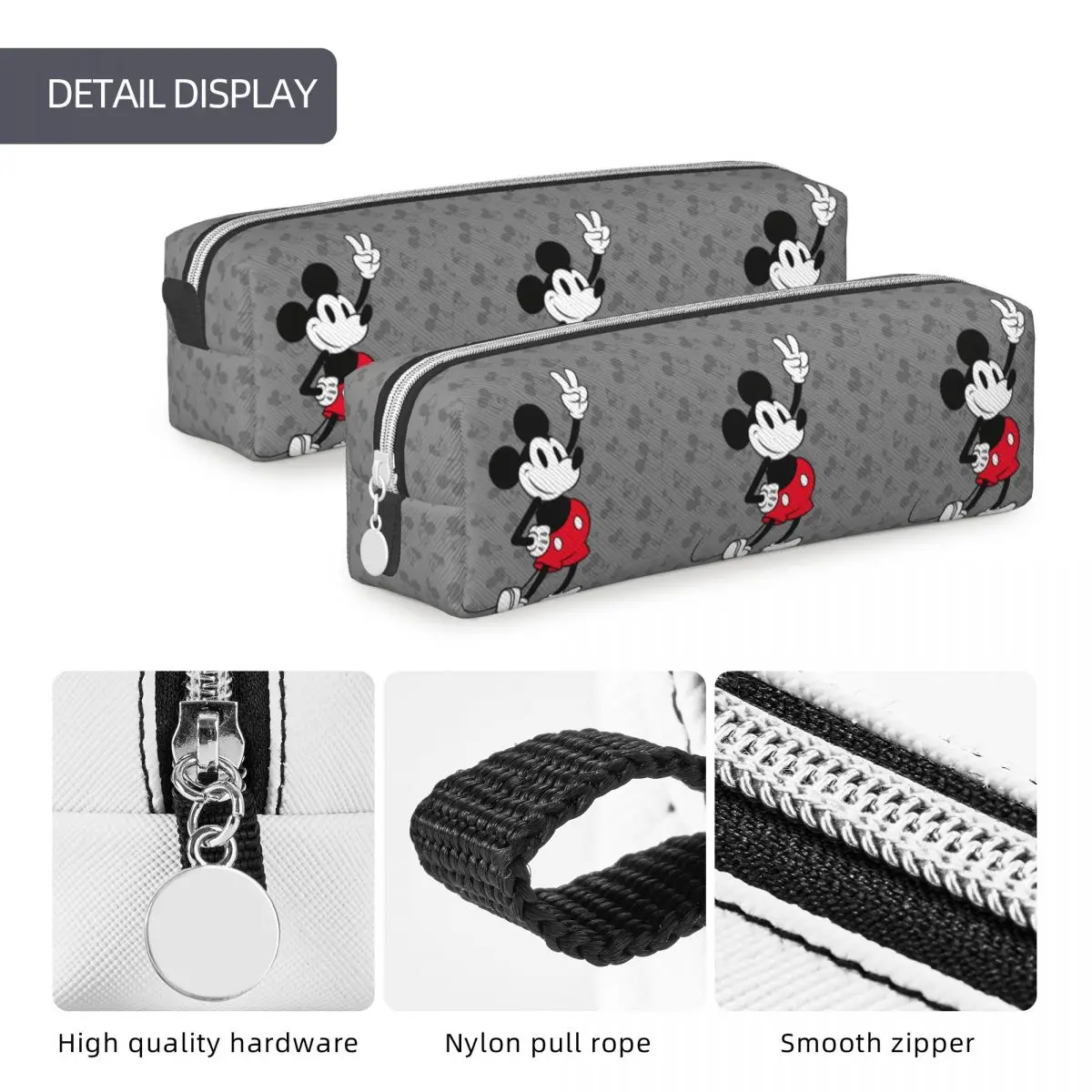 Imagem -05 - Clássico Mickey Mouse Pencil Cases Pen Box Lápis Bolsas Grande Armazenamento Material Escolar Bolsa Cosmética Estudante