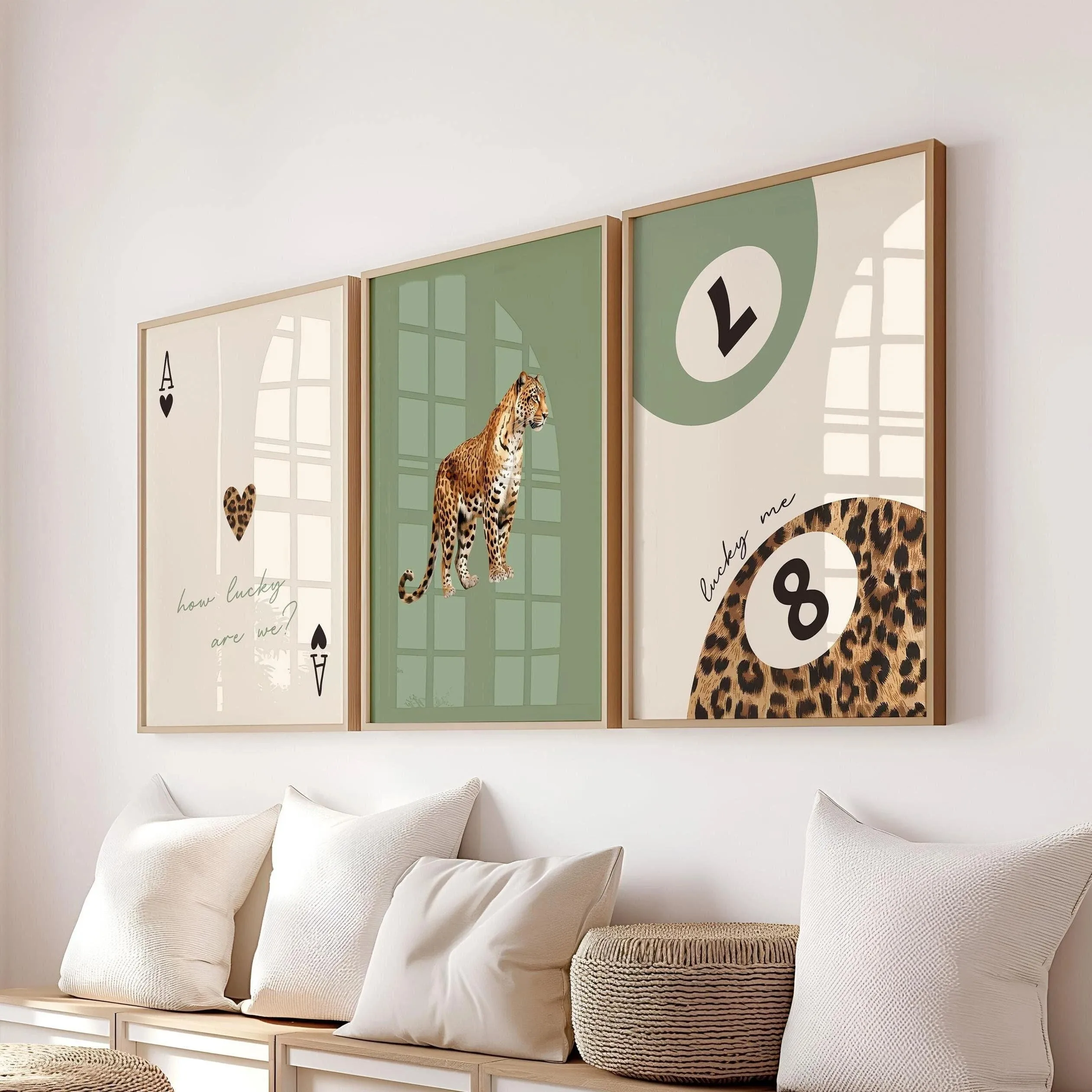 Rosa Leoparden- und Geparden-Tier-Leinwand „How Lucky Are We Lucky“, 8-Kugel-Poster für moderne Wohnzimmer-Schlafzimmer-Heimdekoration – Detail 4