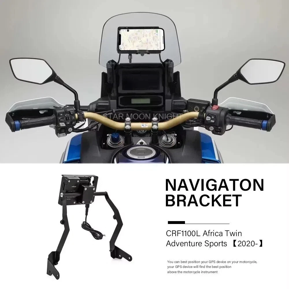 Uchwyt na telefon komórkowy z ładowarką USB do Honda Africa Twin CRF 1100L CRF1100L CRF1100 Adventure Sports, płyta nawigacyjna, adapter, wspornik