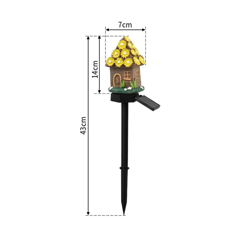 LED solární trávník lehký multi řemeslo miniaturní víla dr. house solární napájené outdoorové dekorace LED sad lehký pryskyřice chalupa vánoce lampa