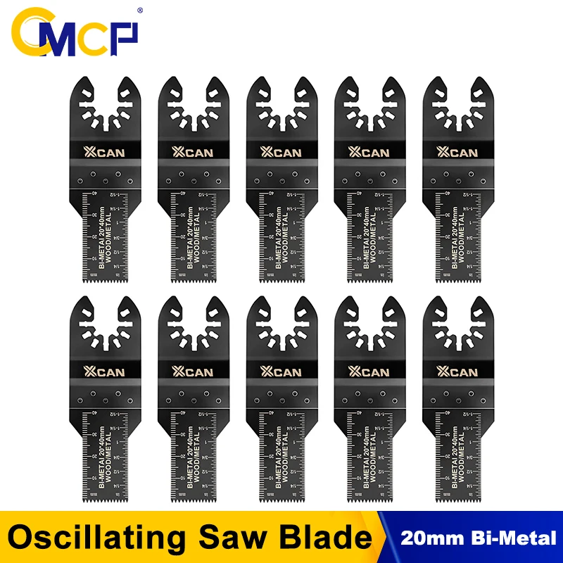CMCP 1/2/5/10 Stück oszillierende Sägeblätter, 20 mm, Bimetall-Multitool-Sägeblätter mit gebogener Kante zum Schneiden von Holz, Metall und Kunststoff