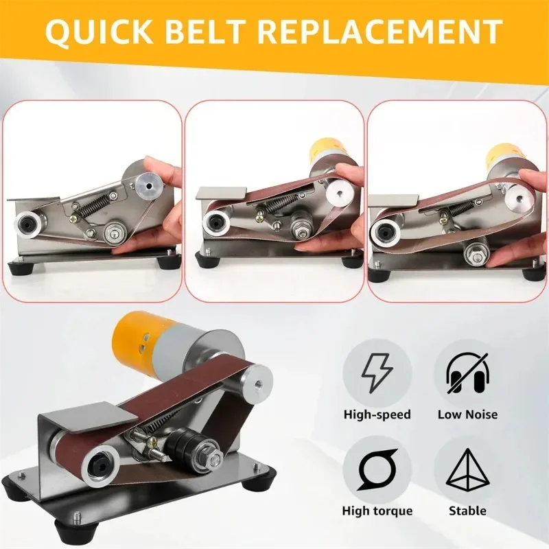 Mini Belt Sander Multifunctional Electric Belt Grinder 7 Adjustable Speed Low Noise 15° Cutter Sharpener Sander Tool