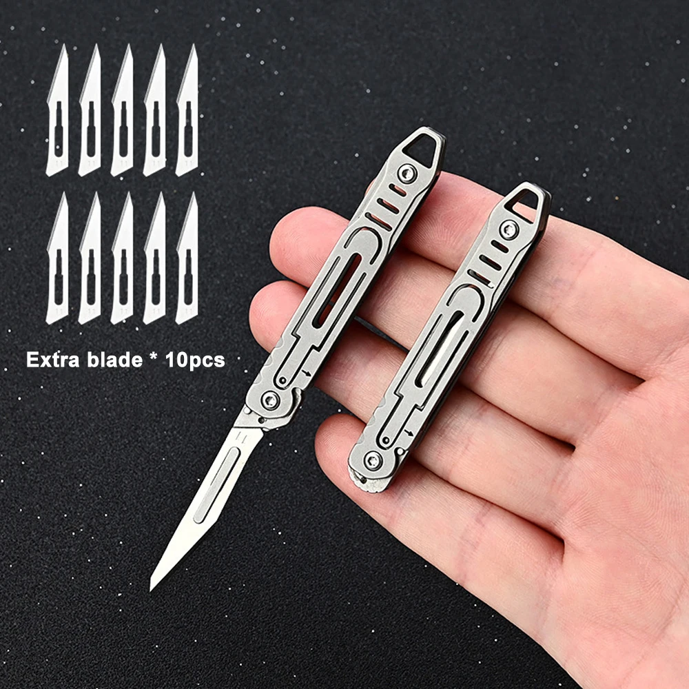 Keychain Small Exacto Knife Mini EDC Pocket Utility Knives Letter Opener Envelope Slitter Replaceable Razor Blades Box Cutter