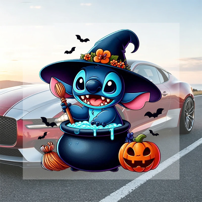 Car Stickers Kawaii Halloween Witch Vinyl Decal Waterproof Die Cut UV Resistant for Gas Cap Side Mirror Auto Decor