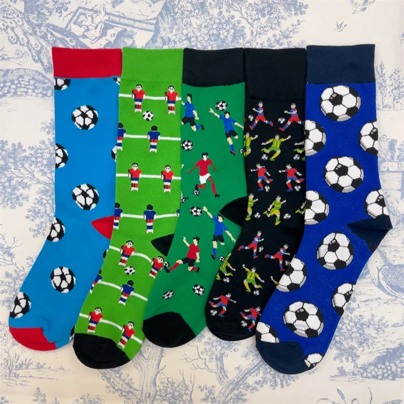 Adult Crew Unisex Cartoon Funny Mid Fun Soccer Socks Match Play football Green Field Euro Pitch Athlete Fashion School Sport Sox