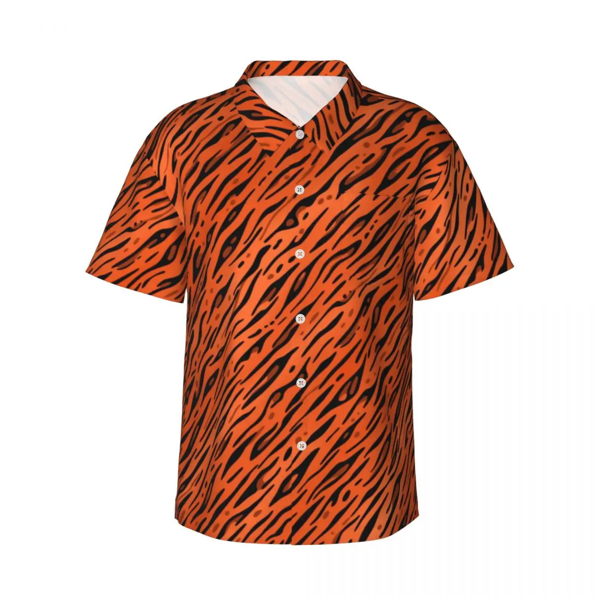 Koszula hawajska bluzki plażowe z nadrukiem zwierząt pomarańczowe Tiger Strip Vintage Casual Shirts męskie koreańskie modne ubrania z krótkim rękawem