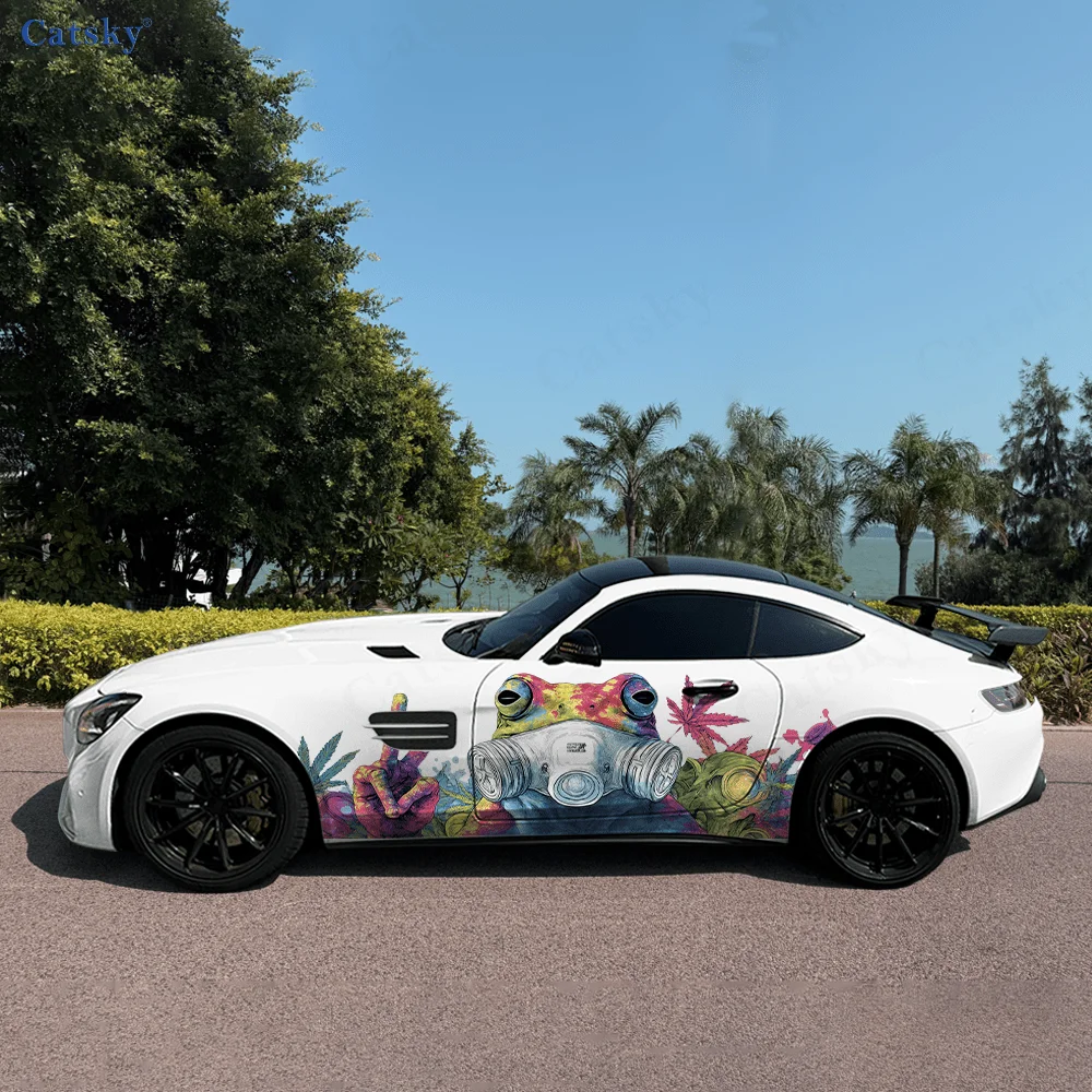 Colorful Ink Wash Frog Car Vinyl Wraps Decal Self-adhesive PVC Sticker Suitable for Trucks SUV Decoration Auto Accessories Gift