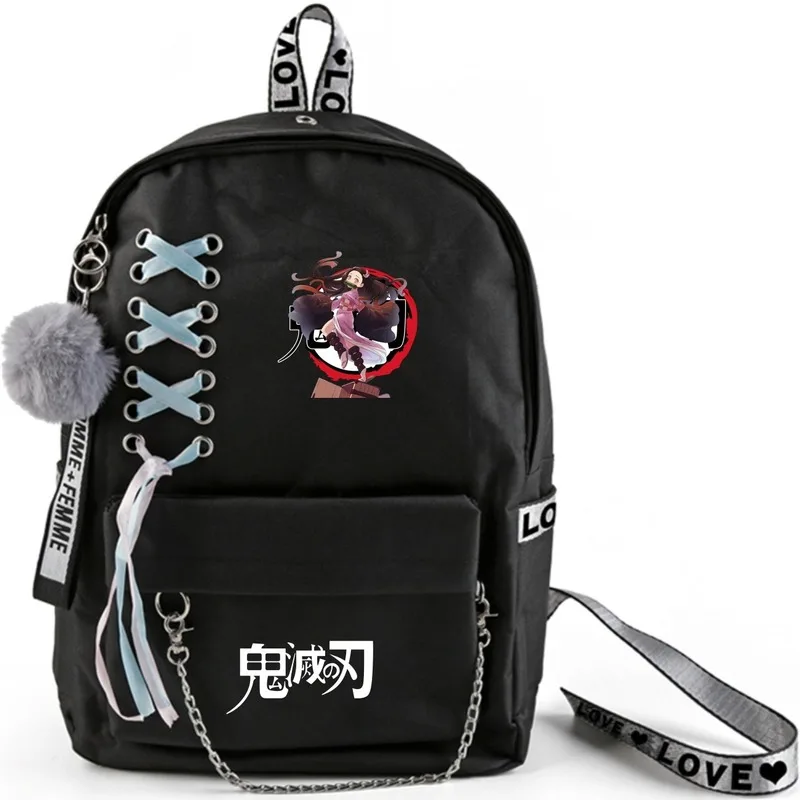 Imagem -05 - Anime Demônio Slayer Kimetsu Não Yaiba Kamado Tanjirou Nezuko Cospaly Mochila Estudantes Bolsa de Escola Portátil Viagem Presentes