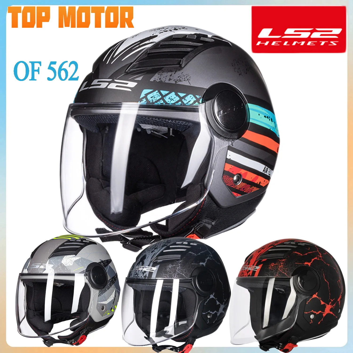 LS2 OF562 Motorcycle Helmet Half Face Summer Casco Moto Electric Sctooer Motorbike Helmet Casque Moto Motorbike  Capacete LS2