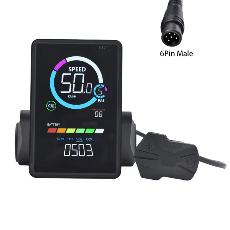 M7C-2 Electric Bike LCD Display 24V-60V+36V 350W Sine Wave Controller E Scooter LCD Panel For Mountain E Bike 6PIN Durable