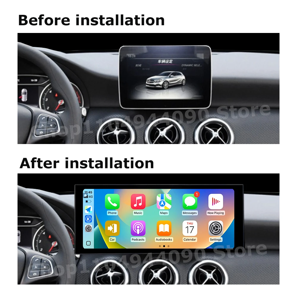 QLED Touch Screen Android 14 Car Multimedia Radio Player for Mercedes Benz A Class CLA GLA W176 2012-2018 Carplay GPS Navi WiFi