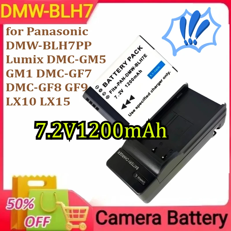 

DMW-BLH7 Battery for Panasonic DMW-BLH7PP Lumix DMC-GM5 GM1 DMC-GF7 DMC-GF8 GF9 LX10 LX15 Dual Charger for DMW-BLH7E 7.2V1200mAh