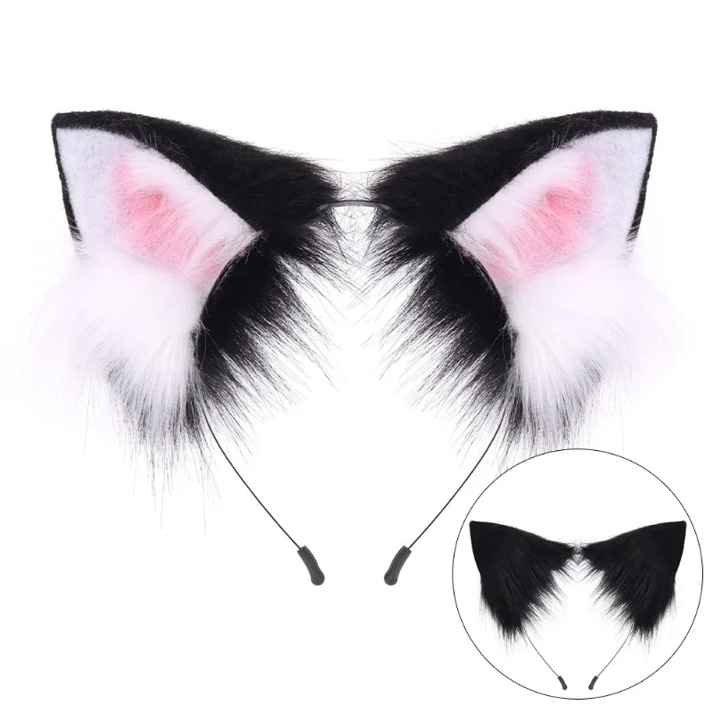 Simulation Plush Toy Tiger Skin Tail Ear Role-playing Costume Animal Tiger Tail Ear Set Maid Assembly Decoration Halloween Party