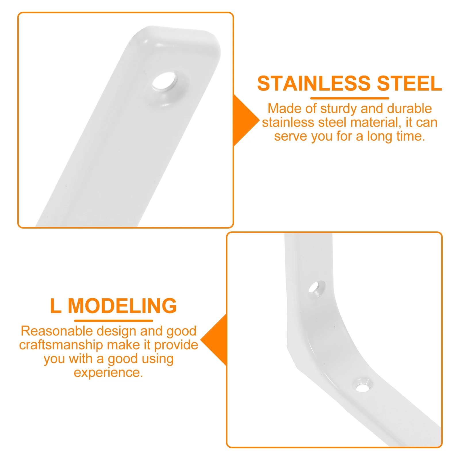 

4pcs White 6-inch L-shaped Brackets Heavy Duty Wall Shelf Support Stainless Steel Fixing Accessories Bedroom Kitchen Storage