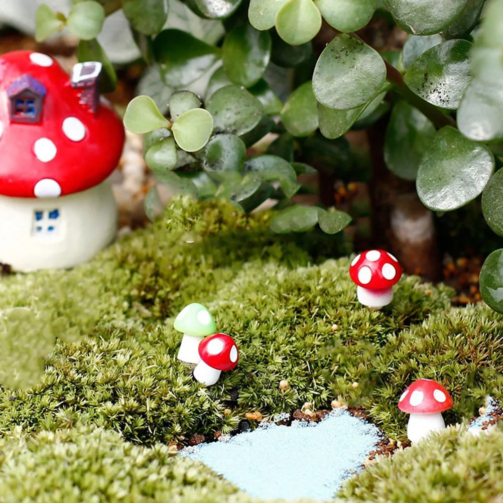 

40 Pcs Moss Simulated Mushroom Ornament Artificial Plants Outdoor Resin Meet Decorative Mushrooms